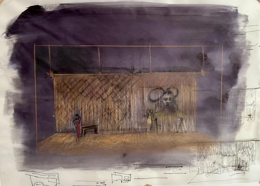 croquis de recherche par Laure Pichat, scénographe de Redemption Song